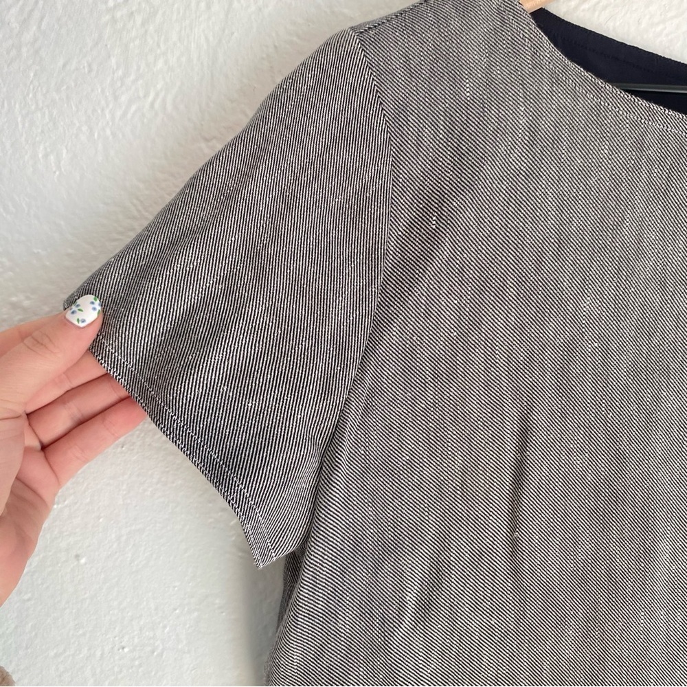 Theory Structured Shift‎ Dress Women's Small Gray Linen Twill Cap Sleeve - Picture 4 of 7